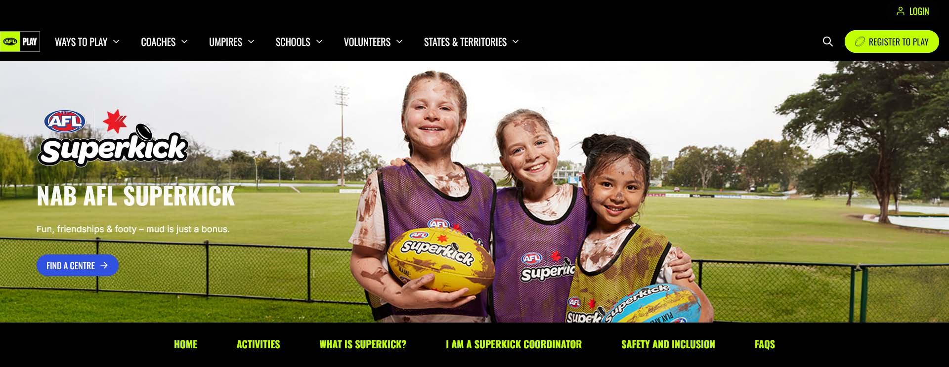 AFL Auskick campaign photography with kids covered in mud on the oval in Queensland.