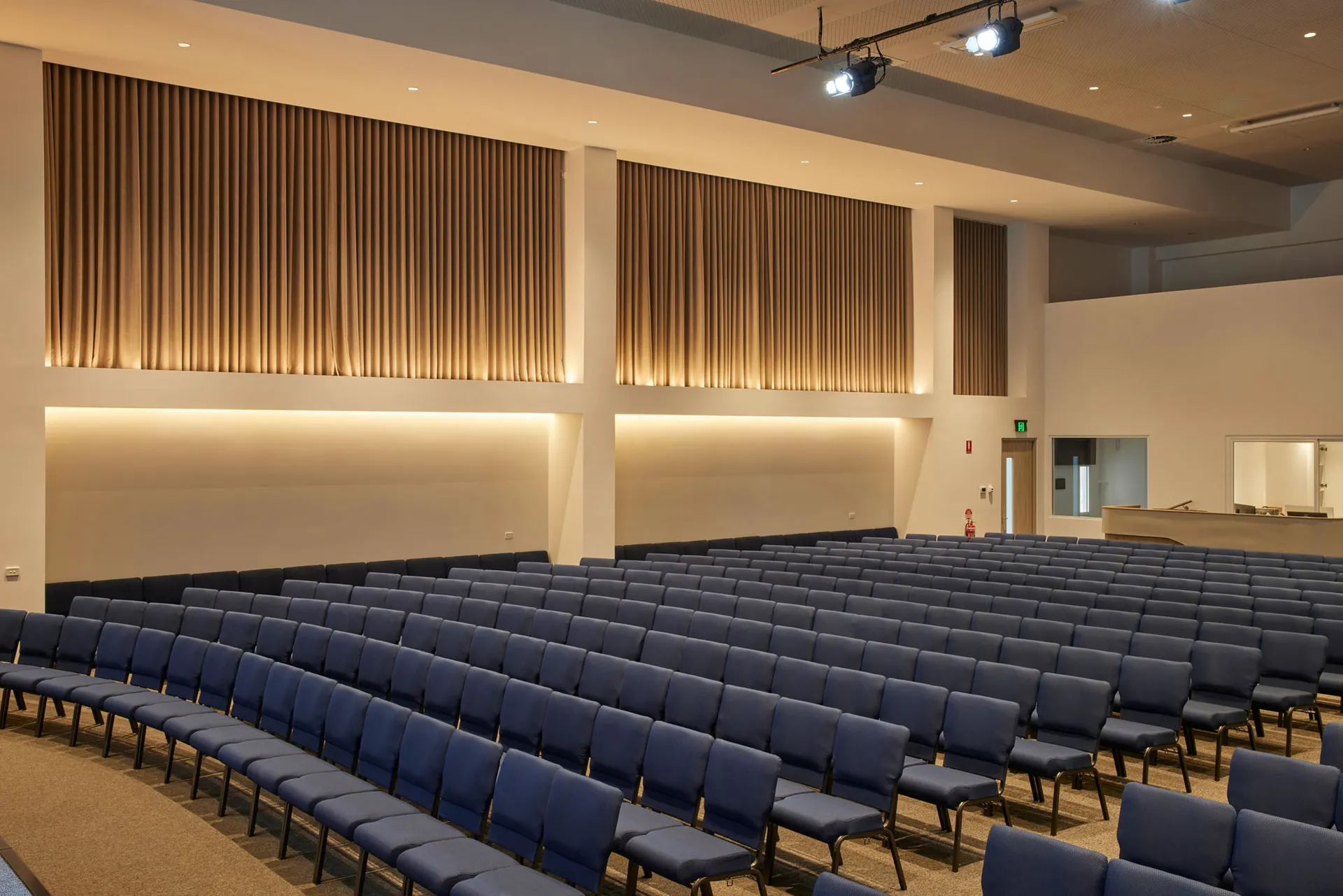 Melbourne Chin Church architecture photography showing seating space.